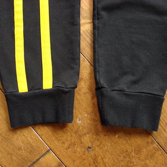 Black Joggers Track Pants Maniere De Voir Yellow Stripes Size Small - Picture 6 of 16